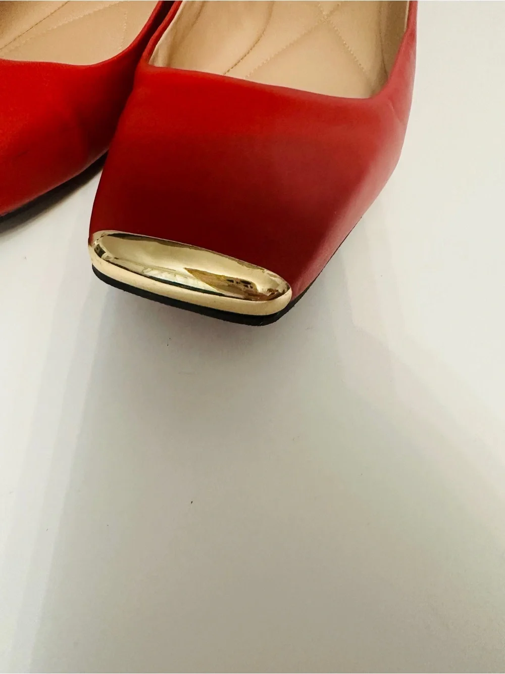Alfani Step Flex Red Square Toe Gold Cap Toe Ballet Flats Size 10M